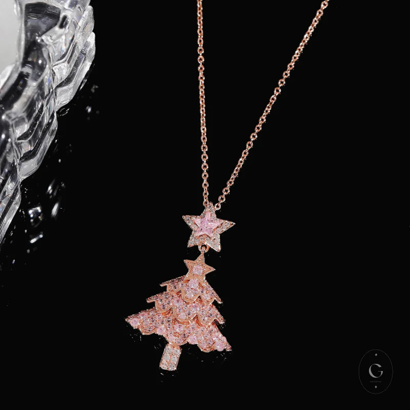 Permanent Christmas Tree Necklace & Earrings: Adds a Hint of Enduring Festive Allure.